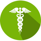 Dr. Recommended caduceus symbol with green background