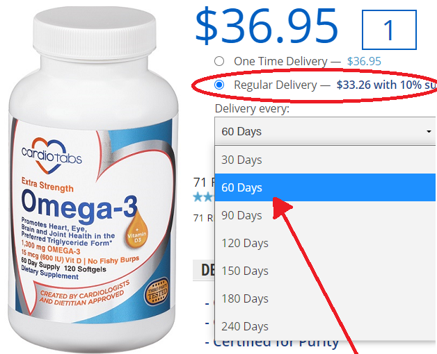 recurring delivery picture of omega-3 every 60 days