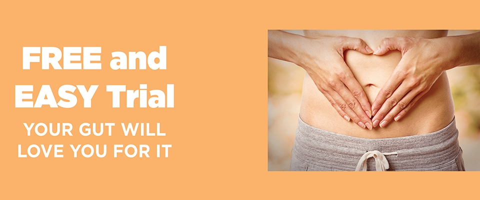 free trial probiotic header next to hands in heart shape over stomach image