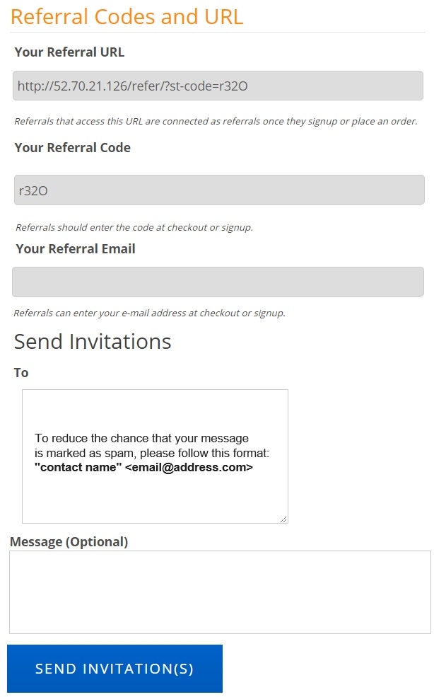 rewards points graphic showing proper placement of referral code, URL, email and how to invite friends