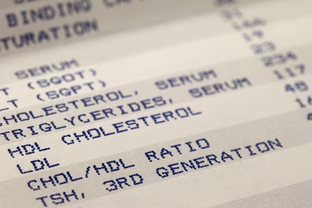 patient health receipt with cholesterol HDL and LDL numbers