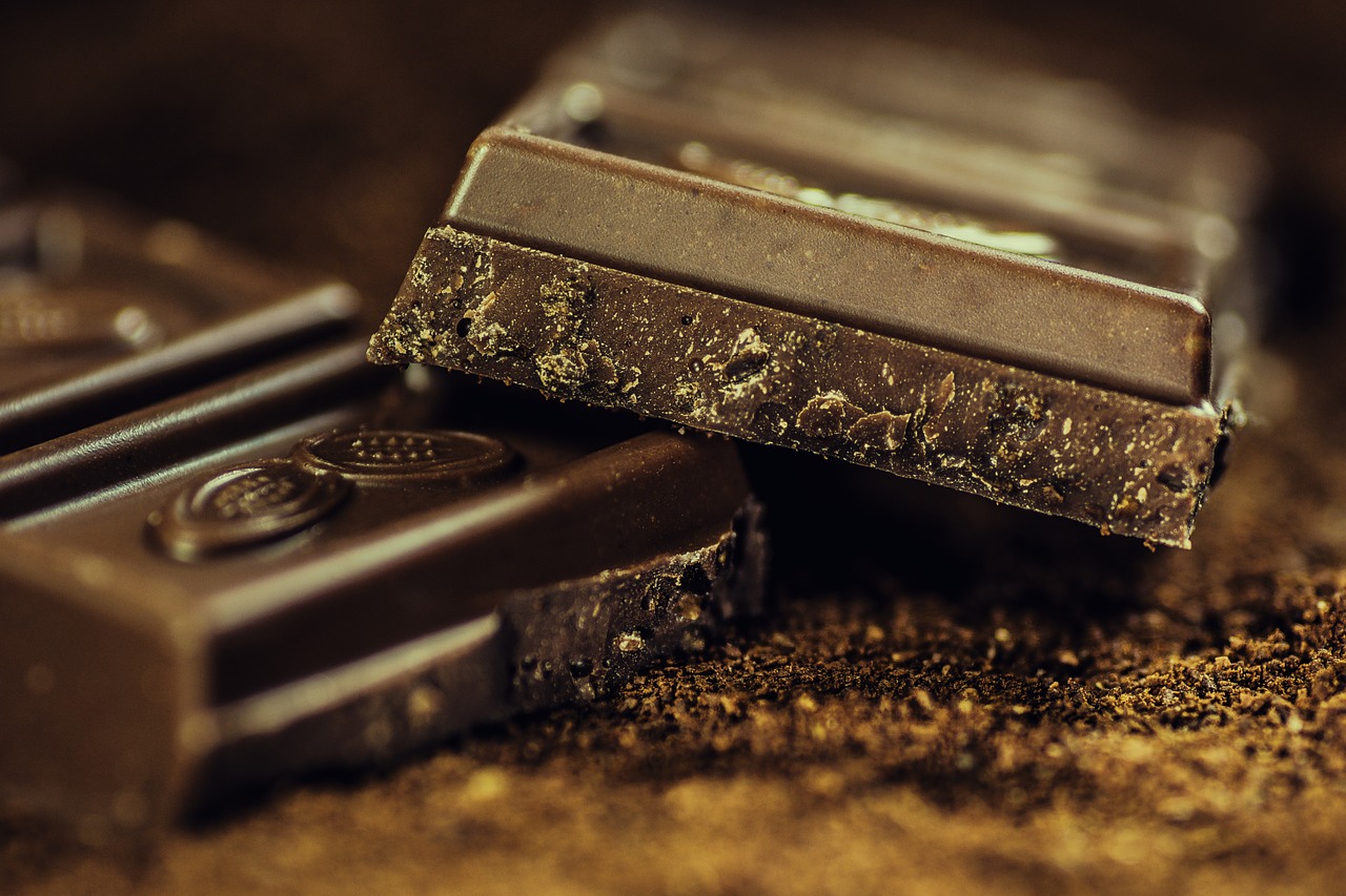 close up of dark chocolate bar