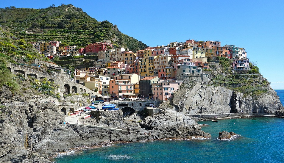 small italian town on Mediterranean coast