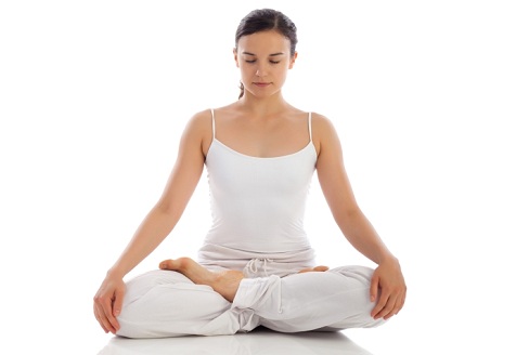 girl in white meditating