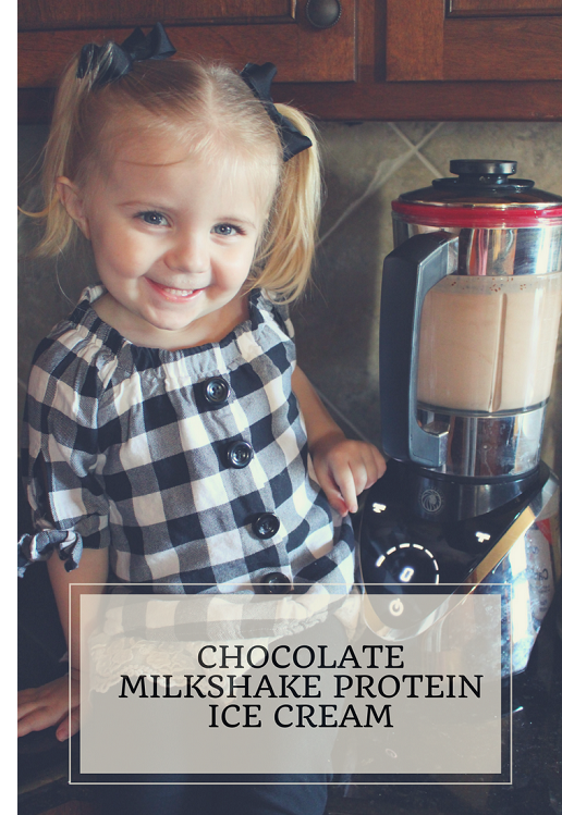 Young Child by Chocolate Milkshake Protein Ice Cream