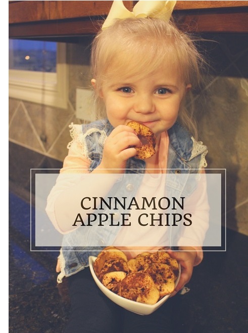 girl holding Cinnamon Apple Chips